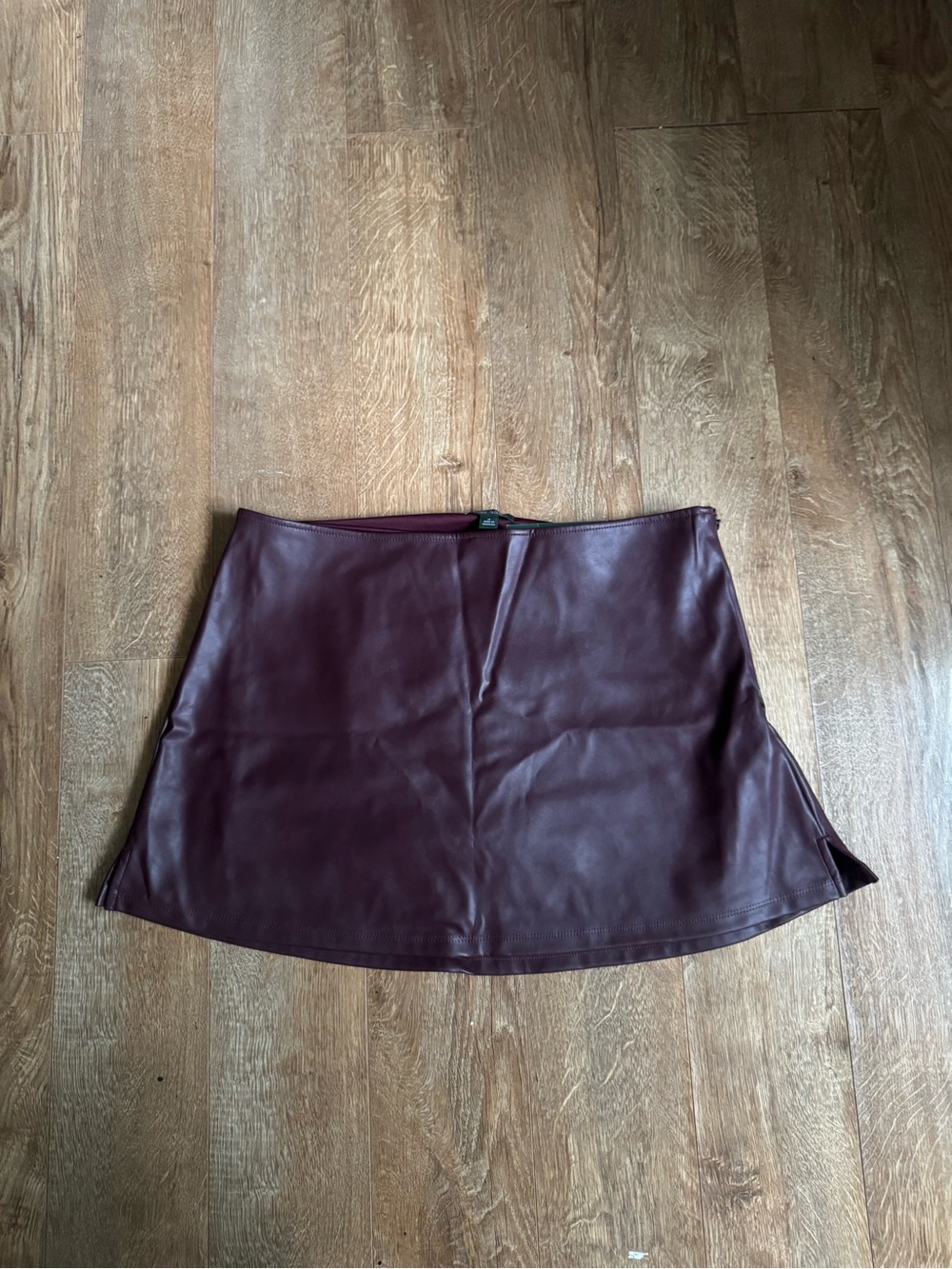wild fable Burgundy Faux Leather A-Line Mini Skirt